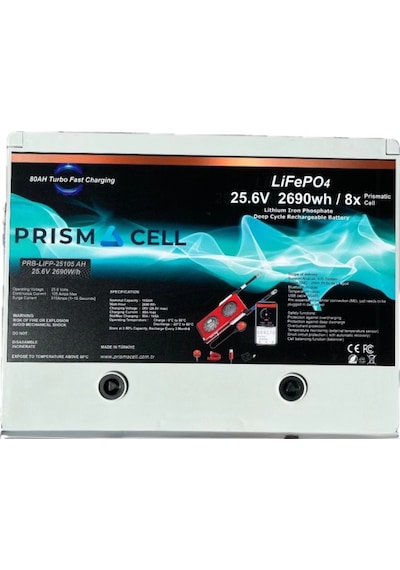 Prismacell 25.6 105ah 105a 105 Amper Lifepo4 Akü Abs Kasa 24v 100 Amper Lityum Batarya Solar Akü