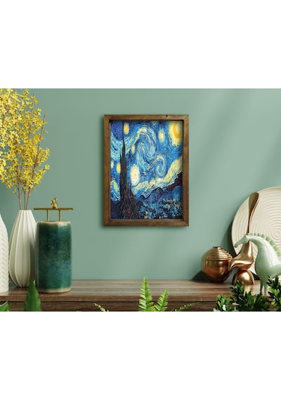 Bk Home Starry Night Van Gogh Tasarımlı Doğal Masif Ahşap Çerçeve (551055992)