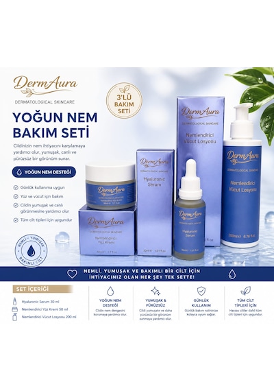Dermaura Premium Cilt Leke Ve Aydınlatıcı Bakım Seti Temizleme Jeli, Tonik, Niacinamide Serum, Nemlendirici Ve Spf 50+ Güneş Koruması