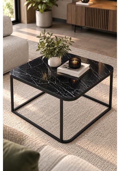 Sulorahome Siyah Kare Orta Sehpa 65x50 Cm