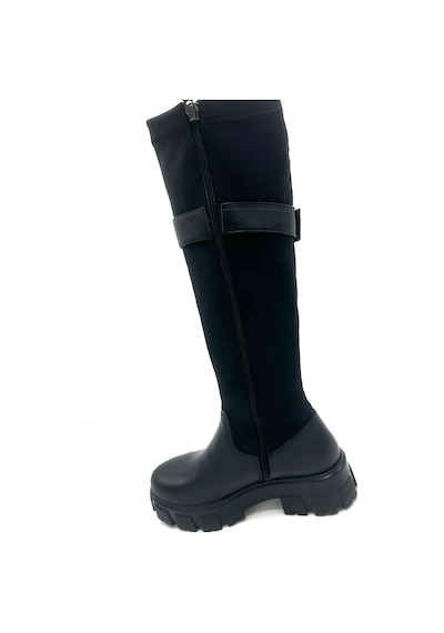Nostra Shoes Spica Hakiki Deri Siyah Kadın Streç Çizme Siyah