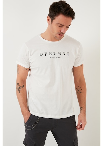 Buratti Baskılı Bisiklet Yaka Pamuklu Slim Fit Erkek T Shirt 541Dprtmnt24 Beyaz