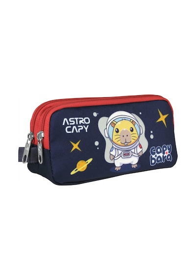 Capybara Erkek Çocuk İki Bölmeli Astronot Kalem Çantası - Lacivert - Kırmızı - 5229 Çok Renkli