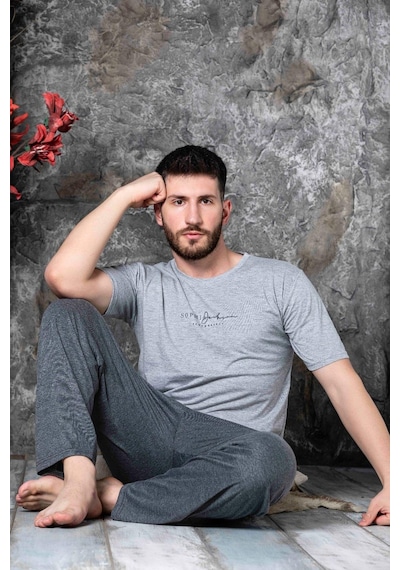 Sude Erkek Süprem Bisiklet Yaka İnce Kısa Kol Pijama Takımı K300/194 - 1 Adet 001