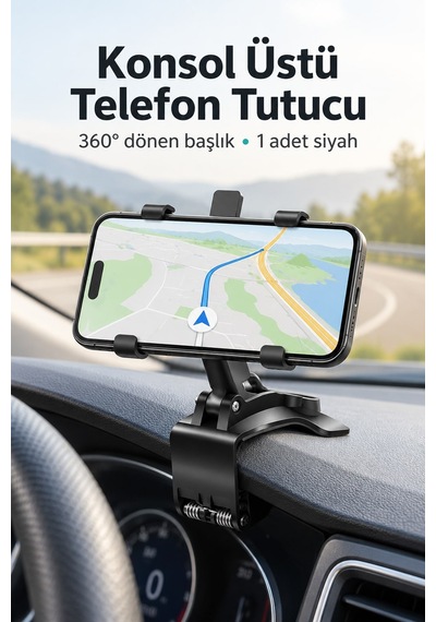 Gösterge Torpido Üstü Araba Araç İçi Telefon Tutucu 360 Dönebilen