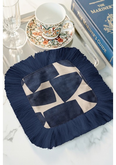 Geometrik Lüks Saçaklı Sunum Peçetesi - Soyut Modern Lacivert Krem Desenli Kahve Sunum Mendili Canlı Toprak Taş Geometrik Lüks Saçaklı Sunum Peçetesi - Soyut Modern Lacivert Krem Desenli Kahve Sunum Mendili Canlı Toprak Taş