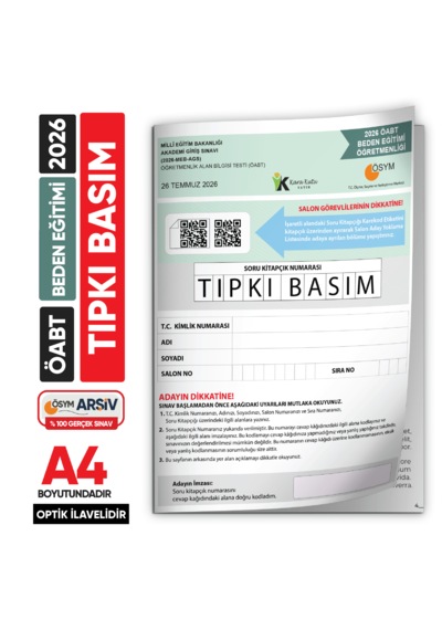 2026 Meb-ags Öabt Beden Eğitimi Öğretmenliği Ösym Tıpkı Basım Kitapçık Türkiye Geneli Deneme