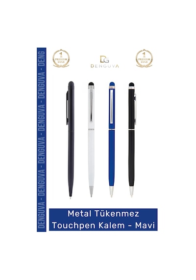 Kalem Modern Kaliteli Metal Gövde Şık Kurumsal Hediye Ergonomik Tükenmez Touchpen Kalem Mavi Çok Renkli
