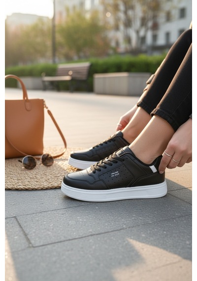 Enoch Kadın Spor Ayakkabı Perfore Detaylı Casual Sneaker Comfort Taban Günlük Yürüyüş Ayakkabısı Siyah Beyaz Enoch Kadın Spor Ayakkabı Perfore Detaylı Casual Sneaker Comfort Taban Günlük Yürüyüş Ayakkabısı Siyah Beyaz