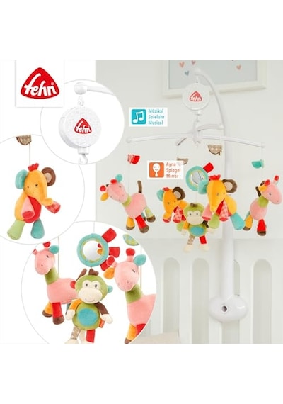 Müzik Mobil Safari - Sevimli Hayvanlı Bebek Uyku Yardımı - Bebek Mobil Müzik Kutusu Melodi - 0-5 Ay Arası Bebekler İçin Müzik Mobil Bebek Yatağı Oyuncak