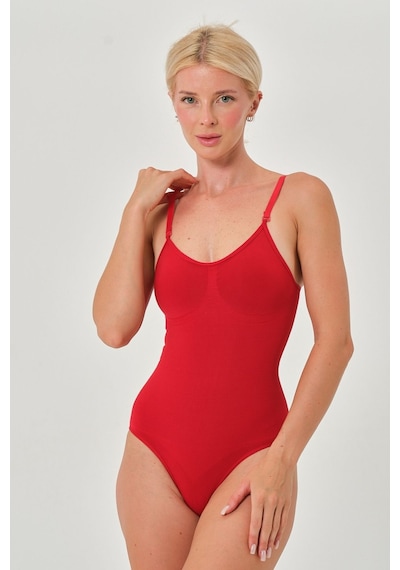 Mistirik Mamey Model Örme Kumaş Toparlayıcı Çıtçıtlı Body Kırmızı Renk Zıbın 4 Kirmizi