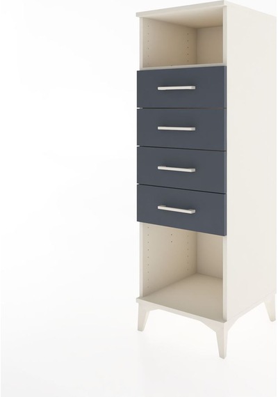 Hyperion Dolap Tek Raflı 4 Çekmeceli 44x44x134 Aytaşı-antrasit Aytaşı