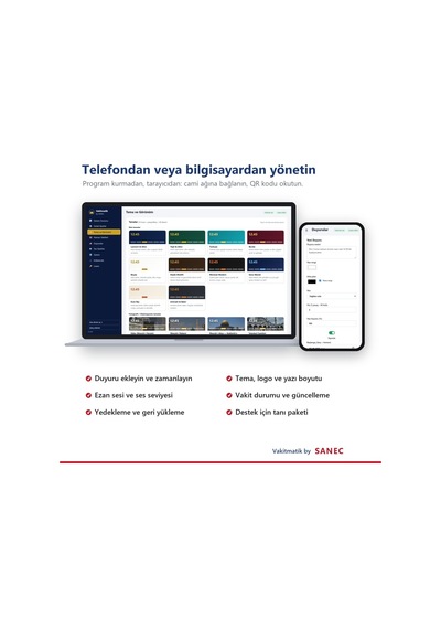Sanec Vakitmatik 19" Hdmı Ekranlı Cami Vakitmatik Tam Paket