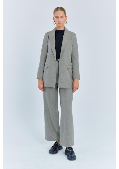Mixray 4580 Kadın Pitikare Blazer Ceket Gri