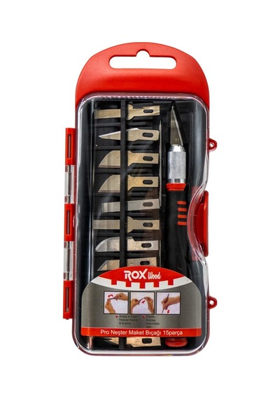 Rox Kamp Wood Hobi Ahşap & Maket Oyma Seti 15 Parça siyah