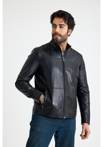 Franko Armondi Fit Kısa Erkek Deri Ceket E4-k-2629-23712 Siyah