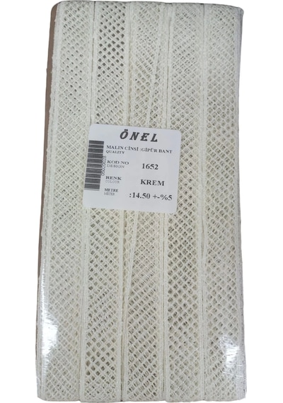 Dantel Polyester Güpür Bant Krem 14,50 Metre En 3 Cm On-1652-kr