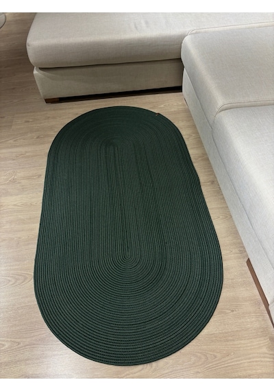 Mavaux Galileo Oval Jüt Yuvarlak Hasır Görünümlü Klasik Halı Kilim Yeşil