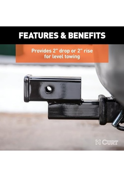 Curt 45797 Treyler Bağlantı Adaptörü, 2 İnç Alıcı, 2 "bırak Veya Yükselme, 7 Lbs, Parlak Siyah Toz Boya