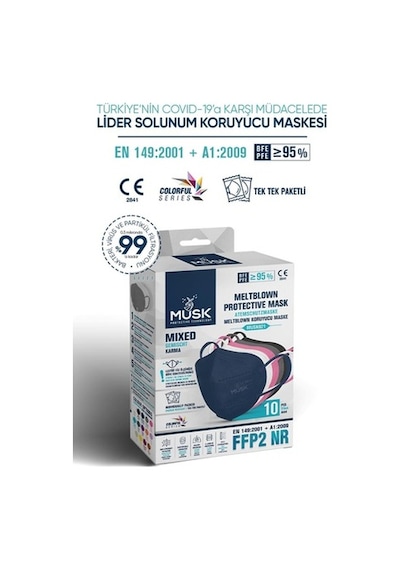 Musk Ffp2/N95 Maske Mix Renk 30 Adet
