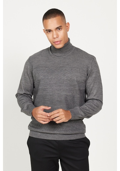 AC&Co / Altınyıldız Classics Erkek Grı Melanj Standart Fit Normal Kesim Tam Balıkçı Yaka Jakarlı Triko Kazak Gri Melanj AC&Co / Altınyıldız Classics Erkek Grı Melanj Standart Fit Normal Kesim Tam Balıkçı Yaka Jakarlı Triko Kazak Gri Melanj