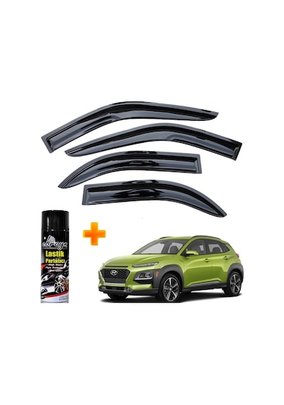 Hyundai Kona Mügen Cam Rüzgarlığı 2017 Sonrası 4 Lü Takım +500ml Lastik Parlatıcı