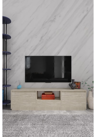 Vanguard 3 Kapaklı Tv Ünitesi 160 Cm - Traverten Desen Traverten