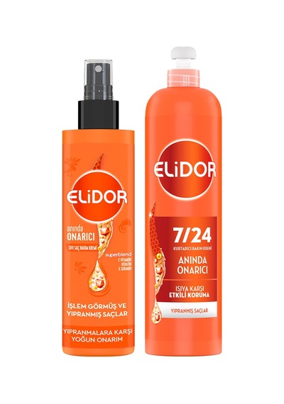 Elidor Sıvı Saç Bakım Kremi Anında Onarıcı 200 Ml X1 + 7/24 Kurtarıcı Bakım Kremi 240 Ml