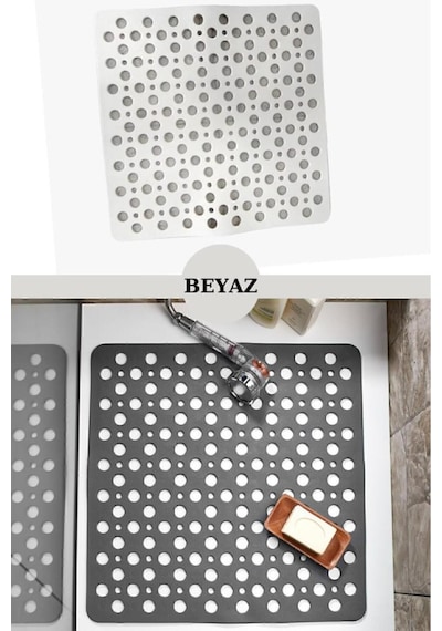 Mainshop Kaydırmaz Duşakabin Banyo Ve Duş Paspası Kare Bubble Vantuzla Yapışır 54 X 54 Cm Beyaz