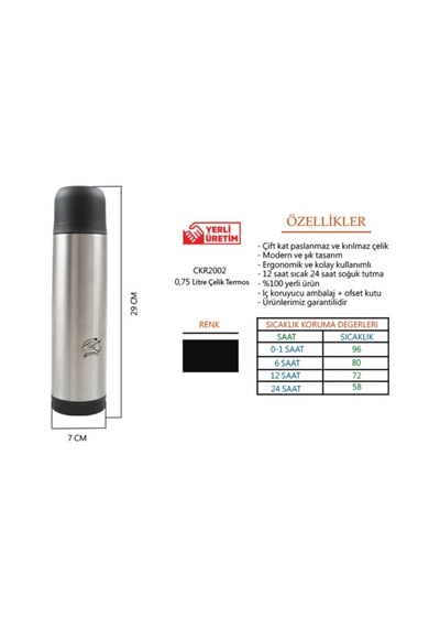 Cooker Ckr2002 Siyah Çelik Termos