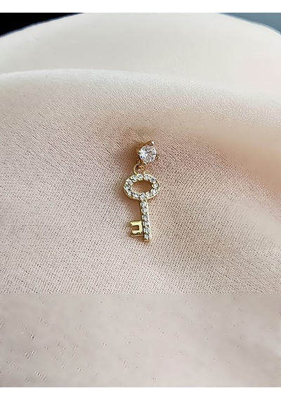 Kilit Anahtar Model Kıkırdak Piercing Tragus Helix Altın Gold Renk Küpe