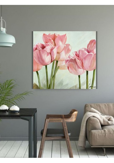 Yağlı Boya Tablo %100 El Yapımı 65cmx65cm Çiçek Soyut