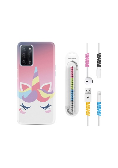 Oppo A55 Kılıf Kablo Koruyuculu Sweety Unicorn 1737