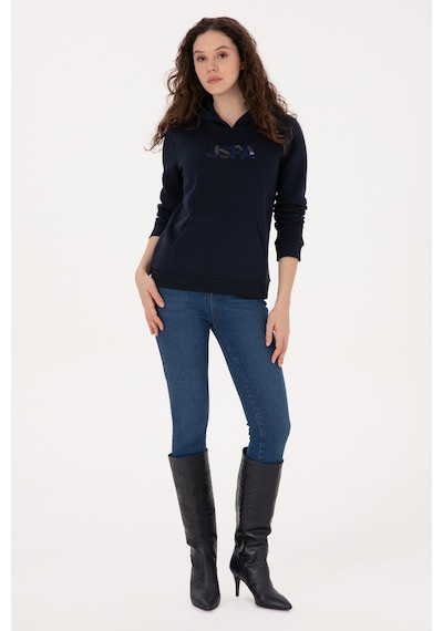 U.S. Polo Assn. Kadın Lacivert Kapüşonlu Basic Sweatshirt 50307711-VR033