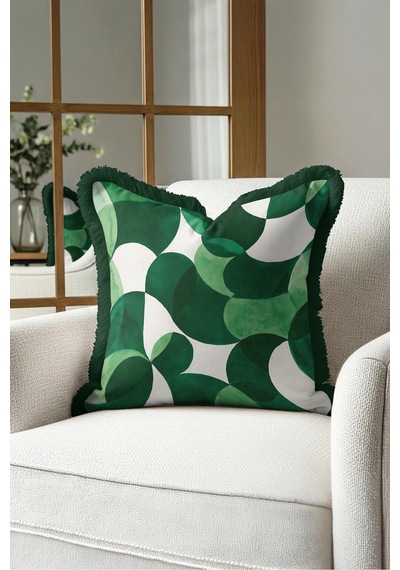 Geometrik Soyut Desenli Saçaklı Yastık Kılıfı - Eklektik Yeşil Beyaz Siyah Püsküllü Kırlent Kılıfı Serin Vadi Mira Geometrik Soyut Desenli Saçaklı Yastık Kılıfı - Eklektik Yeşil Beyaz Siyah Püsküllü Kırlent Kılıfı Serin Vadi Mira