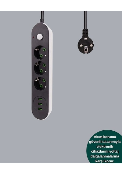 3 Usb Portlu Üçlü Priz Cxe103 Normal