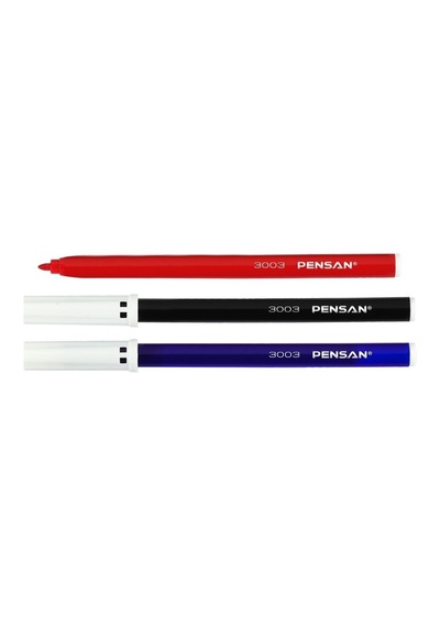 Pensan 3003 Ofis Tipi Keçeli Kalem 10'lu Kutu Kırmızı