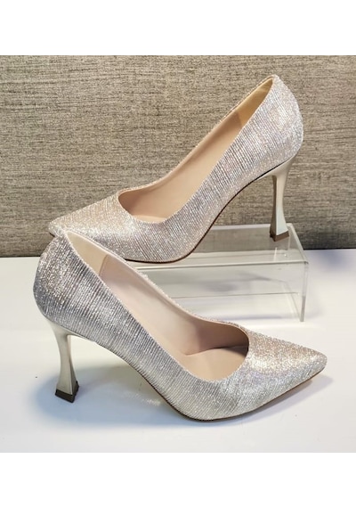 Pretty 9246 Kadın Simli 9 Cm Kadeh Ökçe Stiletto Altın