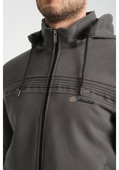 Shooter Sportswear Shooter Kışlık Erkek Eşofman Takımı İçi Şardonlu Kapüşonlu Regular Kalıp Füme