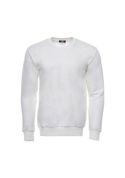 Krem Erkek Bisiklet Yaka Desensiz Sweatshirt - Wessi Siyah