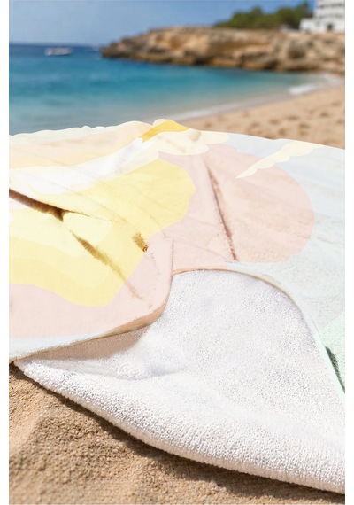 Gün Batımı Deniz Manzaralı Plaj Havlusu - Bohem Pastel Renkli Hızlı Kuruyan Mikrofiber Havlu Serin Melisa
