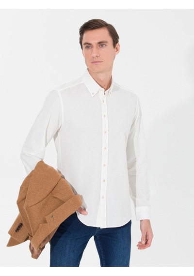 Cacharel Ekru Slim Fit Uzun Kollu Gömlek 15469610