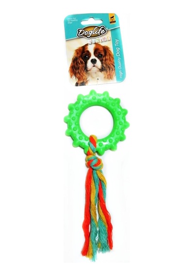 Doglife İpli Tırtıklı Halka 20 CM Küçük Irk ve Yavru Köpek Oyuncağı