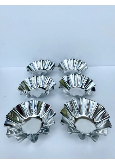 Paslanmaz Mini Kek Kalıbı, Tart, Tartolet, Brownie Muffin Kalıbı 6 Adet Metal Metalik Diğer