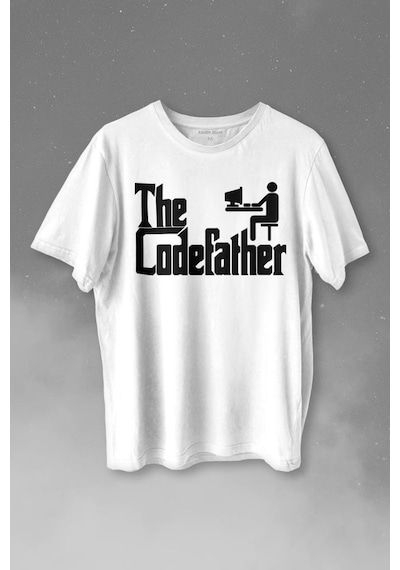 The Codefather Godfather Bilgisayar Code Korsan Hacker Yazılımcı Baskılı Tişört Unisex T-shirt 001