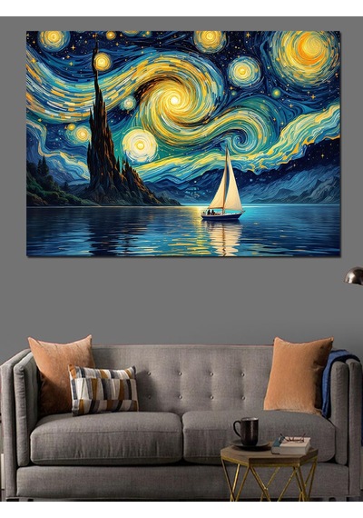 Yıldızlı Gece Van Gogh Dekoratif Kanvas - Mdf Ahşap Tablo