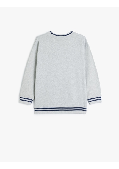 Koton Sweatshirt Uzun Kollu Bisiklet Yaka Baskı Detaylı Gri 5wkb10206tk Gri