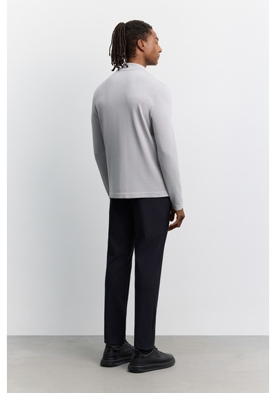 Avva Erkek Gri Yarım Balıkçı Yaka Rayon Tüylenmeyen Basic Regular Fit Triko Kazak B005151