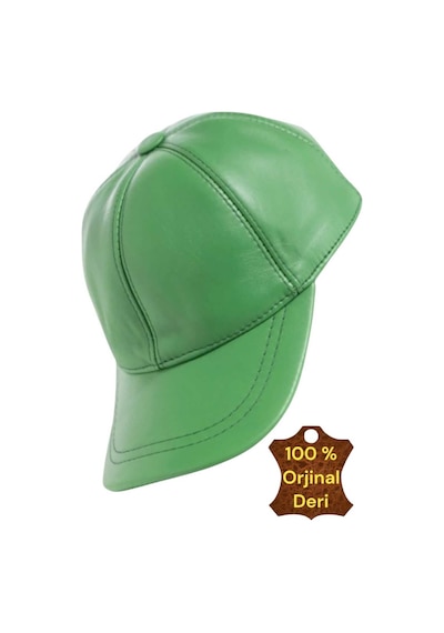 Unisex %100 Deri Arkadan Ayarlanabilir Baseball Kep Şapka Yeşil