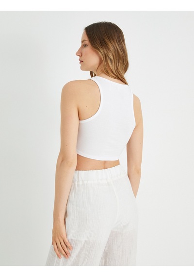 Koton Basic Crop Atlet Halter Yaka Pamuklu Beyaz 2sak10413ek